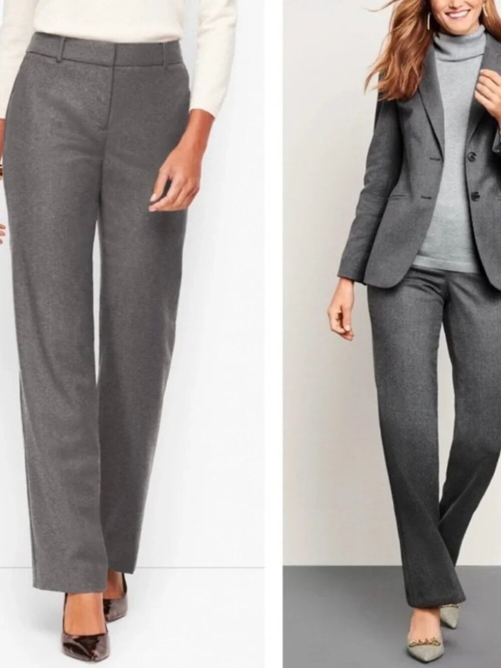 TALBOTS Heritage Charcoal Gray Straight Leg Dress Trousers 8P - EUC
